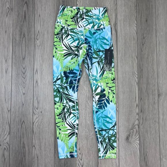 Playground Copacabana Women Size S Green Novelty Pullon High Rise NEW Leggings - Picture 4 of 8